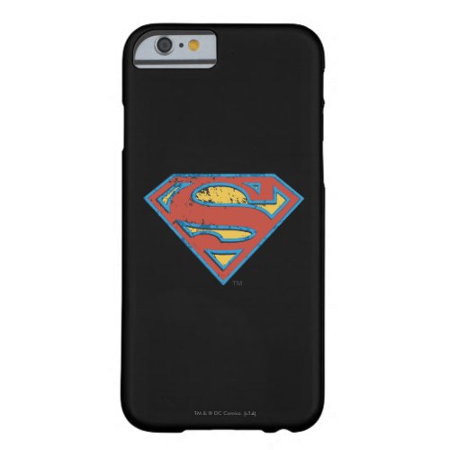 Superman S_Shield  Blue Outline Grunge Logo Barely There iPhone 6 Case