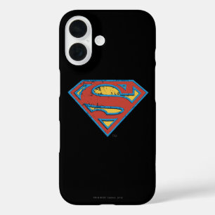 Superman S-Shield   Blue Outline Grunge Logo iPhone 16 Case