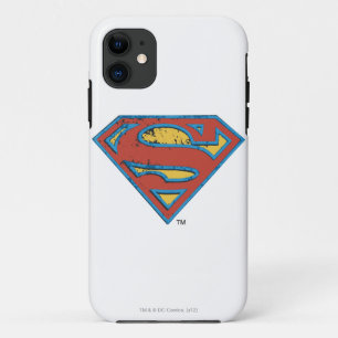 Superman S-Shield   Blue Outline Grunge Logo iPhone 11 Case