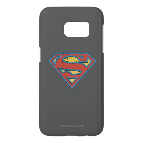 Superman S_Shield  Blue Outline Grunge Logo Samsung Galaxy S7 Case