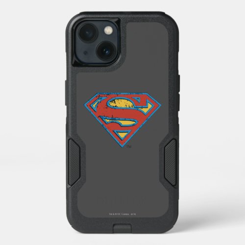 Superman S_Shield  Blue Outline Grunge Logo iPhone 13 Case