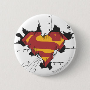 Superman S-Shield   Broken Metal Logo Button