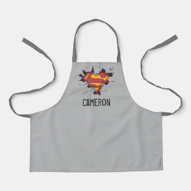 Superman S-Shield | Broken Metal Logo | Name Apron (Front)