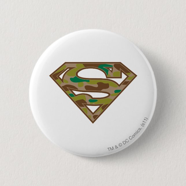 Superman S-Shield | Camouflage Logo Pinback Button (Front)