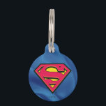 Superman S-Shield | Classic Logo Pet Name Tag<br><div class="desc">A beveled version of the classic Superman S-Shield logo atop a blue fabric texture.</div>