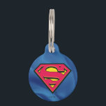 Superman S-Shield | Classic Logo Pet Name Tag<br><div class="desc">A beveled version of the classic Superman S-Shield logo atop a blue fabric texture.</div>