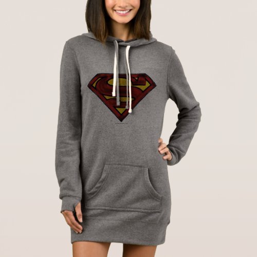 Superman S_Shield  Darkened Red Logo Dress