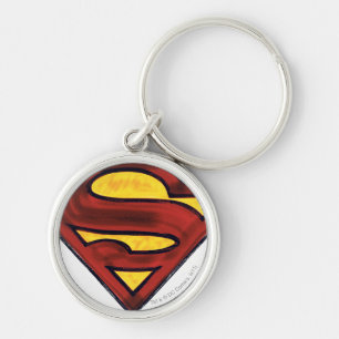 Superman S-Shield Darkened Red Logo Keychain