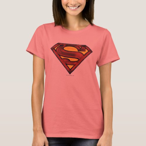 Superman S_Shield  Darkened Red Logo T_Shirt