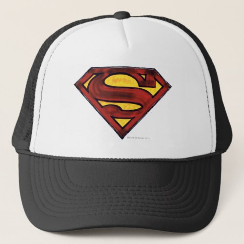 Superman S_Shield  Darkened Red Logo Trucker Hat