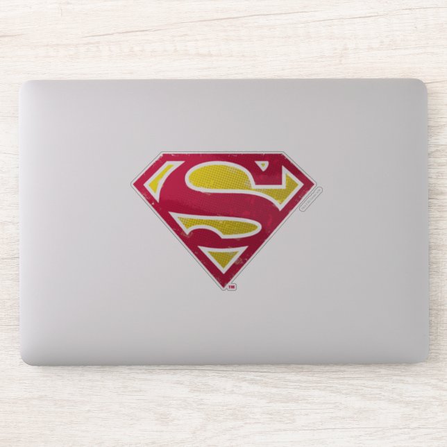 Superman S-Shield | Distressed Dots Logo Sticker (Computer)