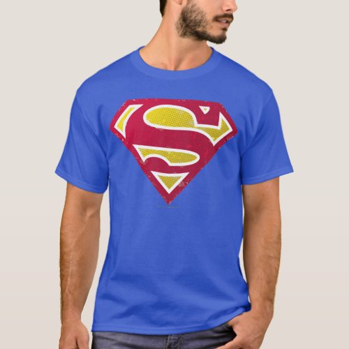 Superman S_Shield  Distressed Dots Logo T_Shirt