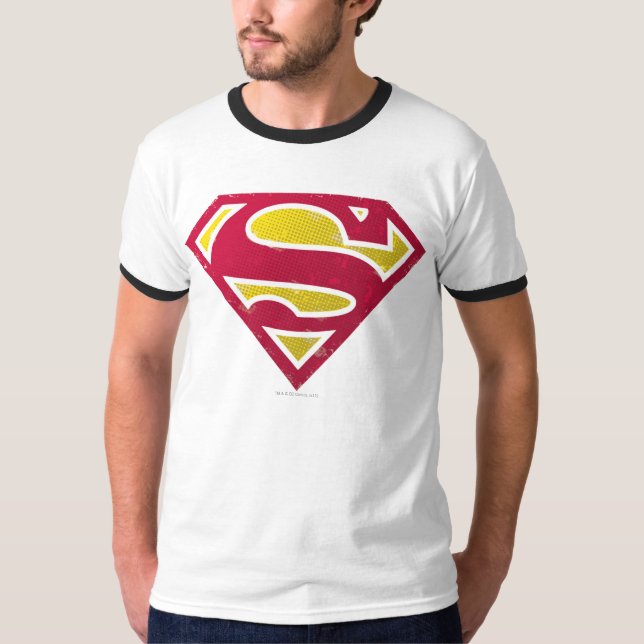 Superman S-Shield | Distressed Dots Logo T-Shirt (Front)
