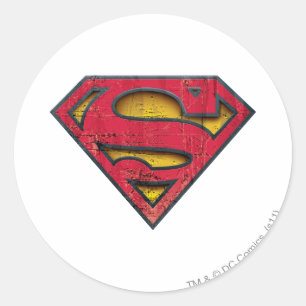Superman S-Shield   Distressed Logo Classic Round Sticker