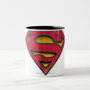 Superman S-Shield Distressed Logo Two-Tone Coffee Mug