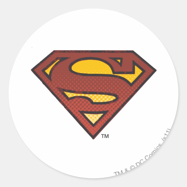 Superman S-Shield | Faded Dots Logo Classic Round Sticker (Front)