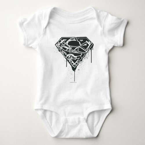 Superman S_Shield  Fragmented Splatter Logo Baby Bodysuit