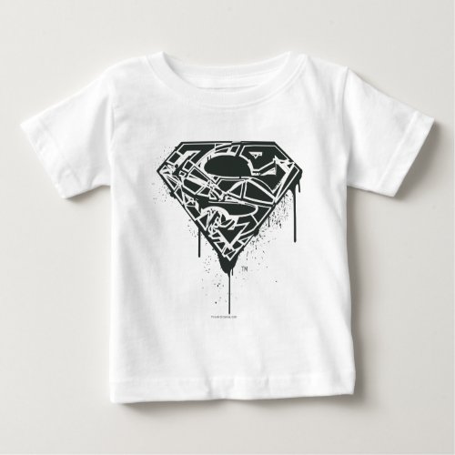 Superman S_Shield  Fragmented Splatter Logo Baby T_Shirt