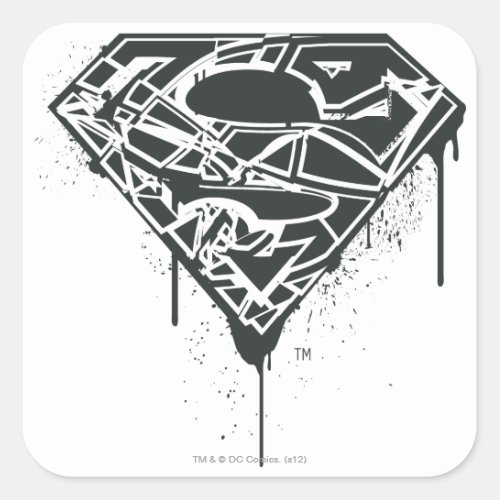 Superman S_Shield  Fragmented Splatter Logo Square Sticker