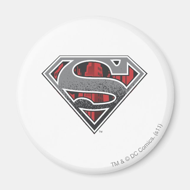 Superman S-Shield | Gray and Red City Logo Magnet (Front)