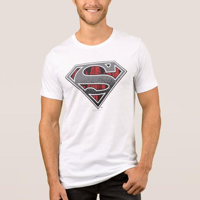 Superman S-Shield | Gray and Red City Logo Tri-Blend Shirt (Front)