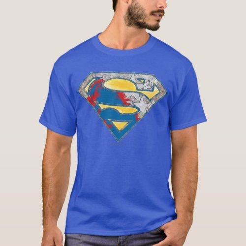 Superman S_Shield  Gray Yellow Red Black Mix Logo T_Shirt