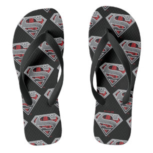 Superman S-Shield   Grey and Red City Logo Flip Flops