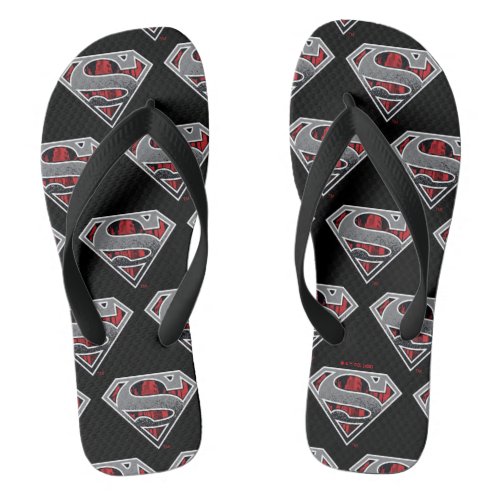 Superman S_Shield  Grey and Red City Logo Flip Flops