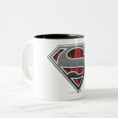 Superman S-Shield | Grey and Red City Logo Two-Tone Coffee Mug (Front Left)