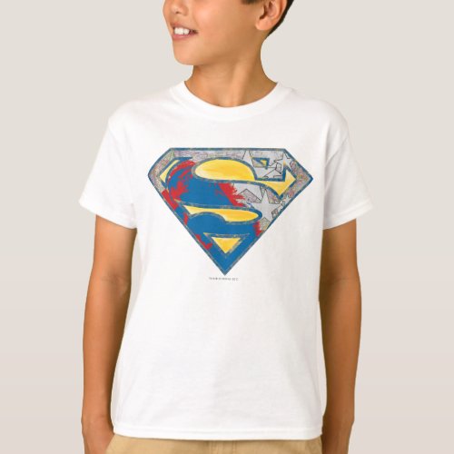 Superman S_Shield  Grey Yellow Red Black Mix Logo T_Shirt
