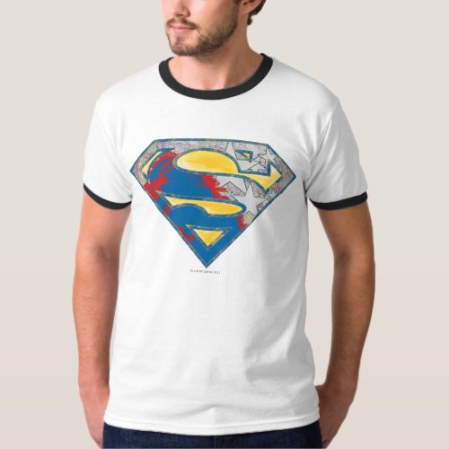 Superman S_Shield  Grey Yellow Red Black Mix Logo T_Shirt