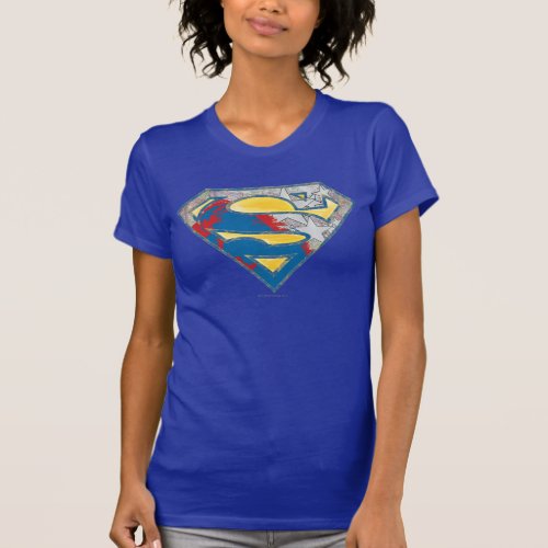 Superman S_Shield  Grey Yellow Red Black Mix Logo T_Shirt