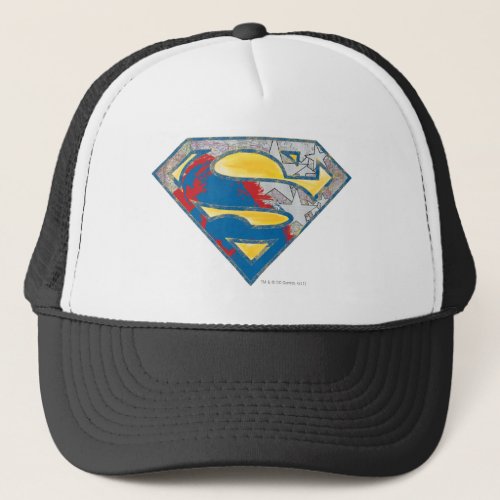 Superman S_Shield  Grey Yellow Red Black Mix Logo Trucker Hat