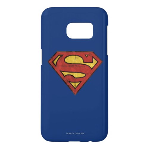 Superman S_Shield  Grunge Black Outline Logo Samsung Galaxy S7 Case