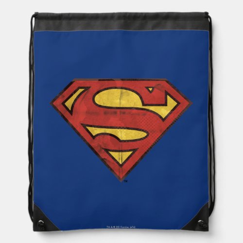 Superman S_Shield  Grunge Black Outline Logo Drawstring Bag