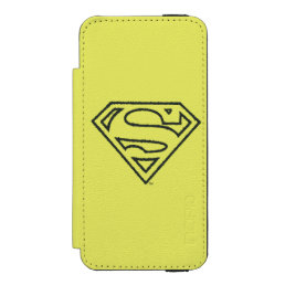 Superman S-Shield | Grunge Black Outline Logo Wallet Case For iPhone SE/5/5s