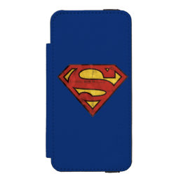 Superman S-Shield | Grunge Black Outline Logo iPhone SE/5/5s Wallet Case