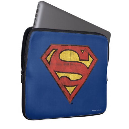 Superman S-Shield | Grunge Black Outline Logo Laptop Sleeve | Zazzle