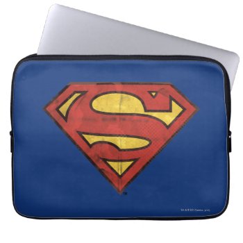 Superman S-shield | Grunge Black Outline Logo Laptop Sleeve by superman at Zazzle