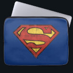 Superman S-Shield | Grunge Black Outline Logo Laptop Sleeve<br><div class="desc">The classic Superman S-Shield logo stylized as an old comic book paper grunge graphic.</div>