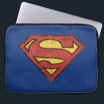 Superman S-Shield | Grunge Black Outline Logo Laptop Sleeve<br><div class="desc">The classic Superman S-Shield logo stylized as an old comic book paper grunge graphic.</div>