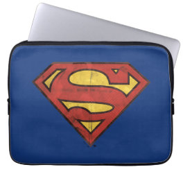 Superman S-Shield Grunge Black Outline Logo Laptop Sleeve