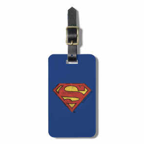 Superman S-Shield | Grunge Black Outline Logo Luggage Tag