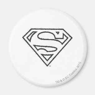 Superman S-Shield   Grunge Black Outline Logo Magnet
