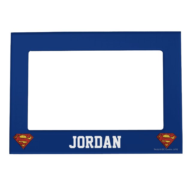 Superman S-Shield | Grunge Black Outline Logo Magnetic Frame (Front)