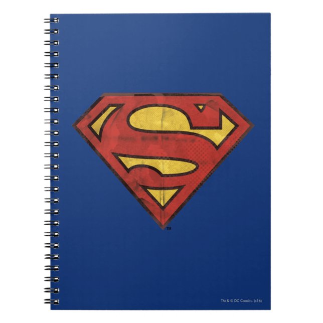 Superman S-Shield | Grunge Black Outline Logo Notebook (Front)