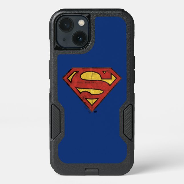 Superman S-Shield | Grunge Black Outline Logo Otterbox iPhone Case (Back)