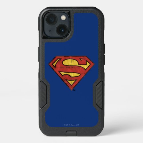 Superman S_Shield  Grunge Black Outline Logo iPhone 13 Case