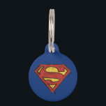 Superman S-Shield | Grunge Black Outline Logo Pet Tag<br><div class="desc">The classic Superman S-Shield logo stylized as an old comic book paper grunge graphic.</div>