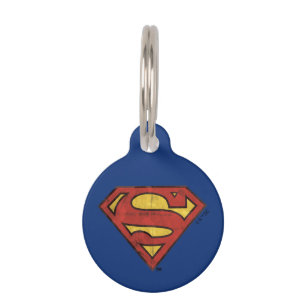 Superman S-Shield Grunge Black Outline Logo Pet Tag
